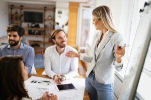 A team of real estate agents working together